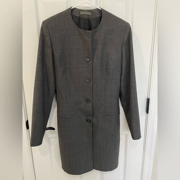 Christina Gavioli Wool Blend Gray Pencil Dress Jacket Suit Women’s Size 8 US - Picture 8 of 12